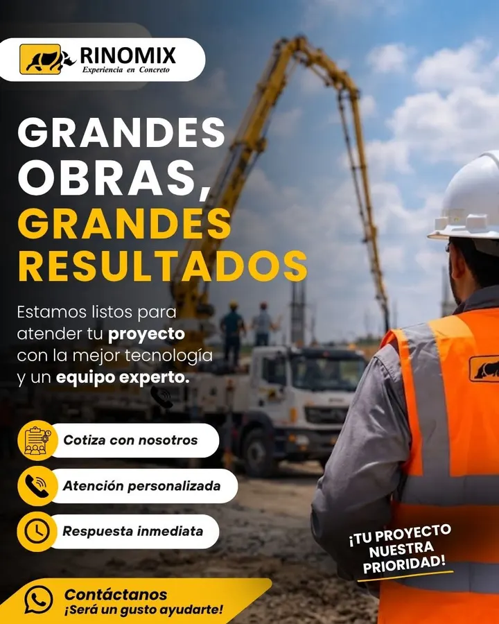 Bombeo de concreto en grandes obras RINOMIX